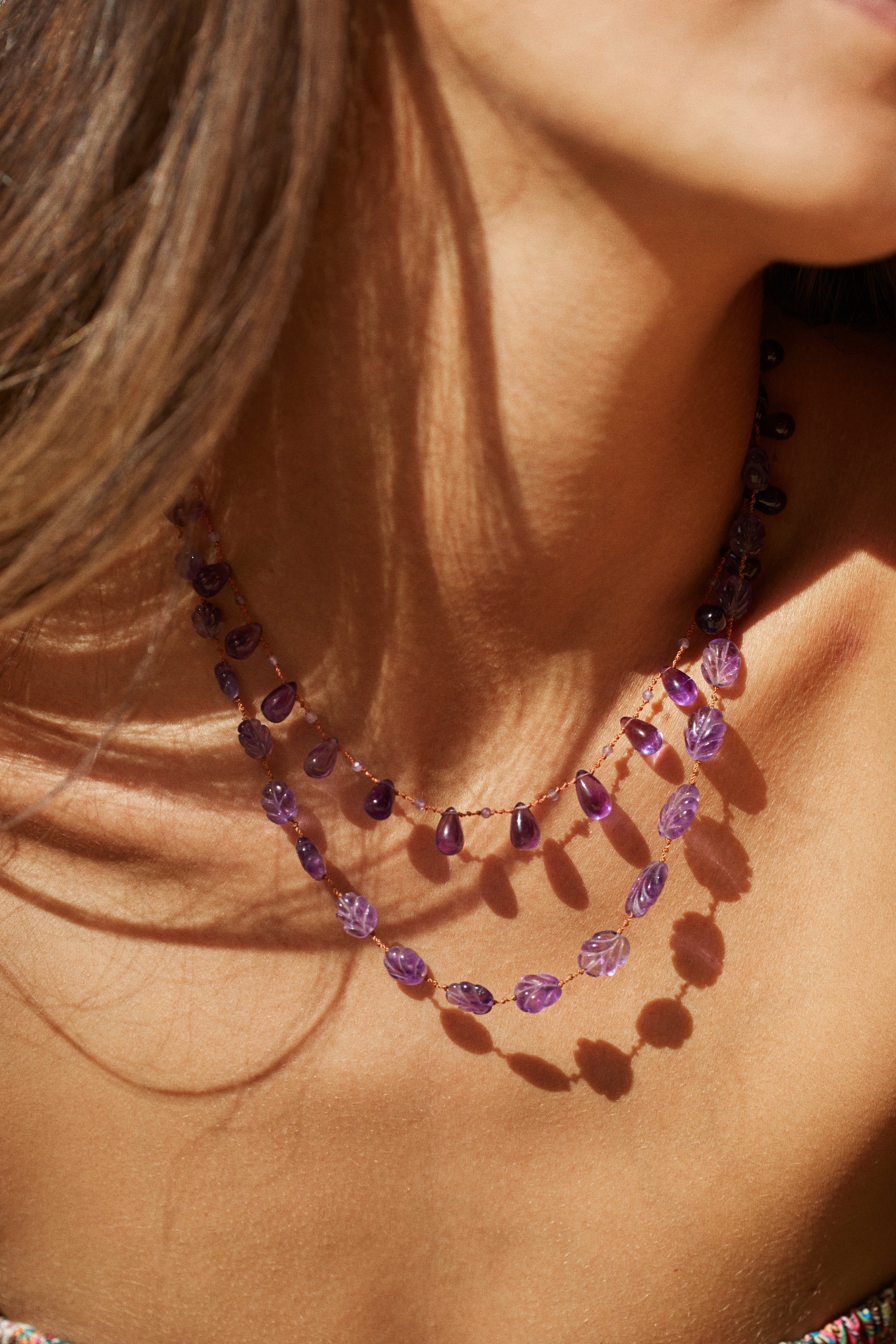 Niilo Drops & Beads Necklace - Amethyst