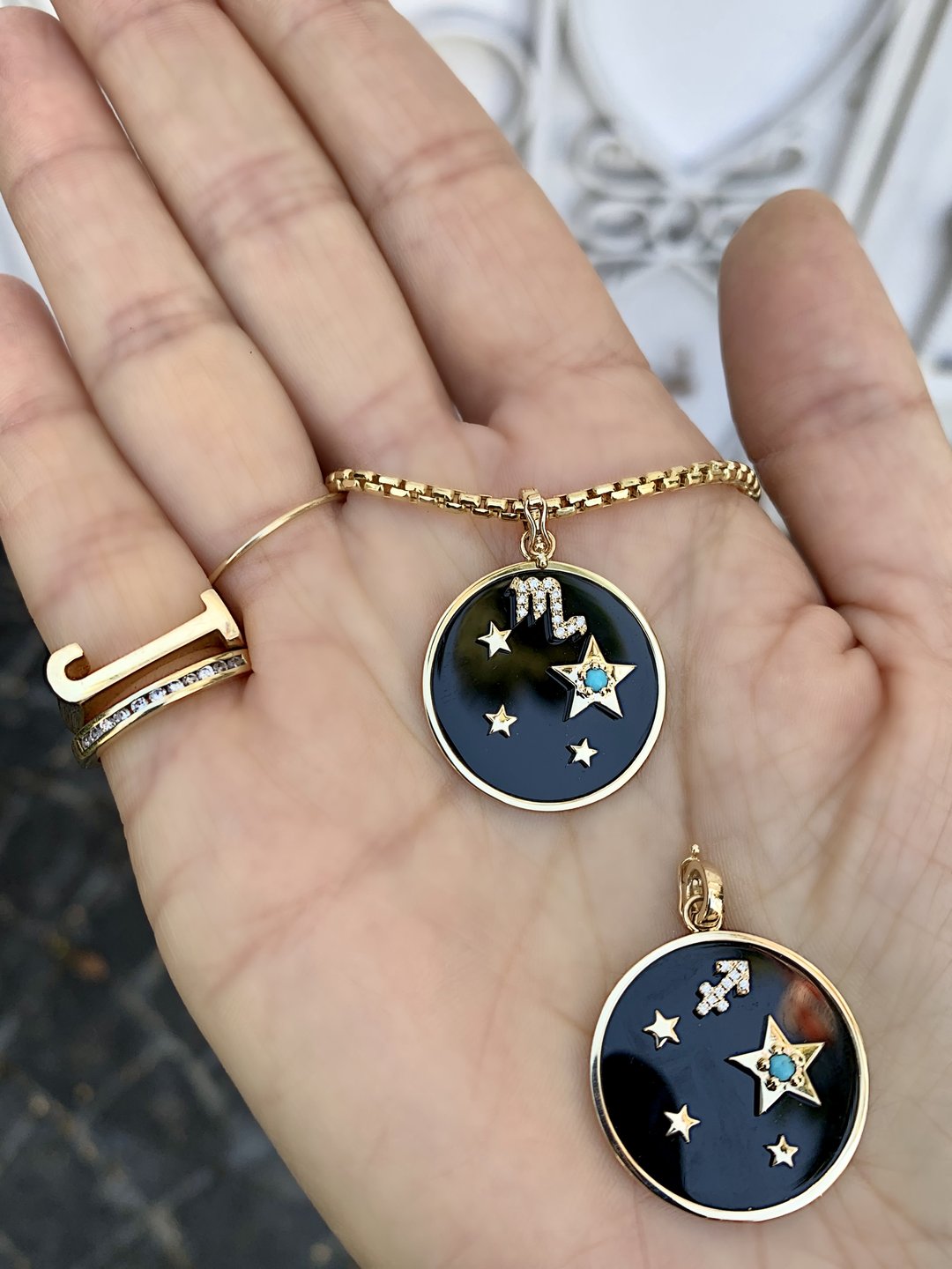 Large Onyx Zodiac Necklace (By Special Order)
