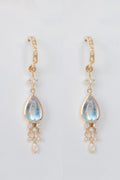 Moonstone Pear and Diamond Details Hoop Earring