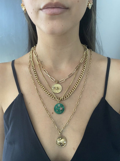 Large Onyx Zodiac Necklace (By Special Order)