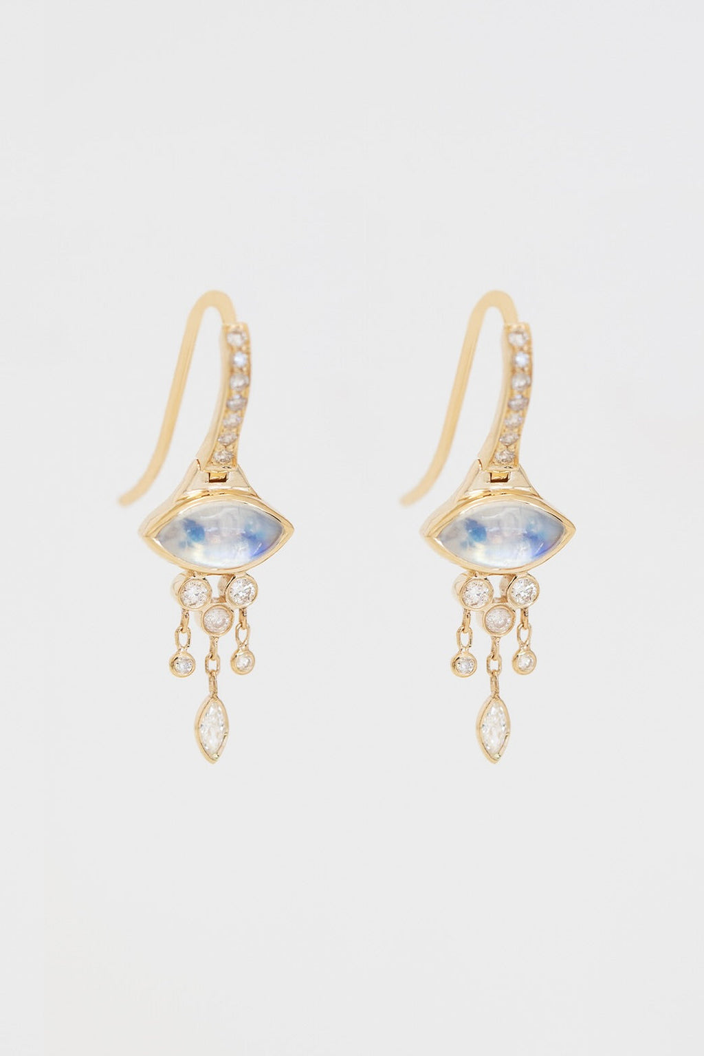 Moonstone Marquise & Diamonds Earrings